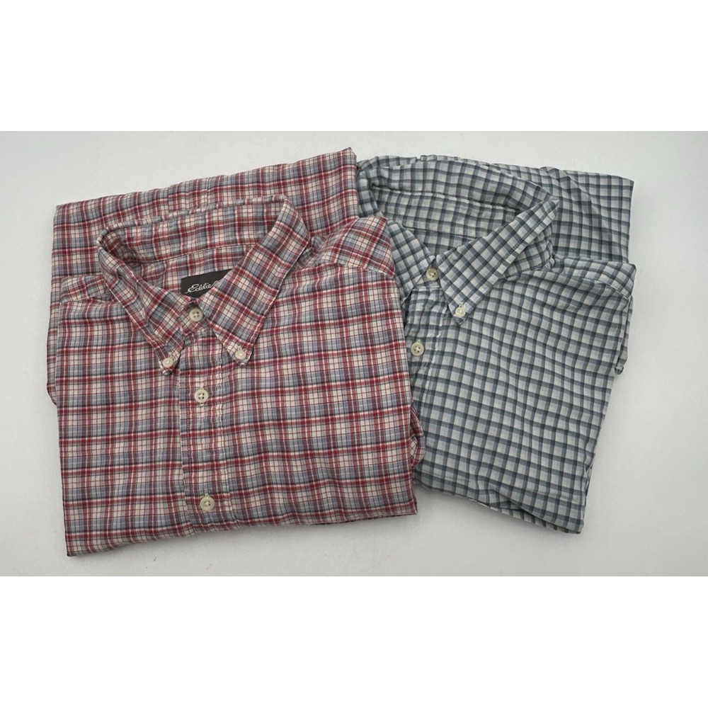 Eddie Bauer Mens XLT Multicolor Plaid Long Sleeve Button Down Shirts Lot Of 2